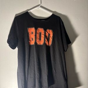 Black Tee with 'BOO' Orange Lettering